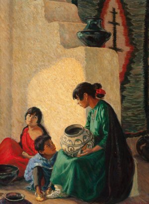 Indian Tales, Taos by Blanche Grant Oil Painting