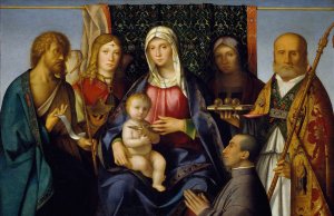 Virgin And Child With Saints And A Donor 1505-1515 by Boccaccio Boccaccino Oil Painting