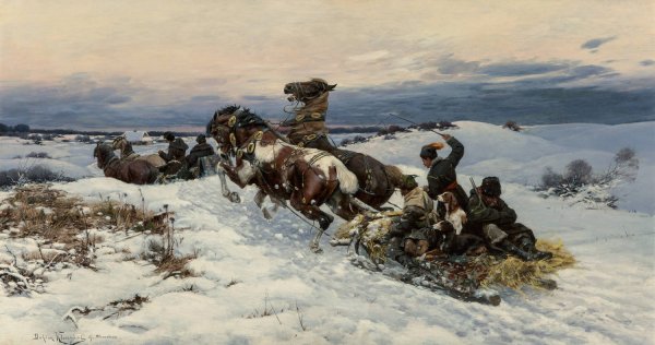 Return from the hunt  by Bohdan Von Kleczynski - Hand-Painted Oil Painting Reproduction