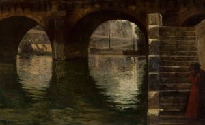 On the bank of River Seine by Boleslaw Nawrocki Oil Painting