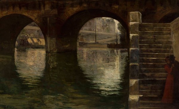Main Product Photo of On the bank of River Seine  Painting by Boleslaw Nawrocki