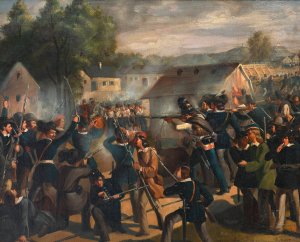 Der Kampf an der Taborbrucke in der Leopoldstadt am 6. Oktober 1848 by Bonaventura Emler Oil Painting