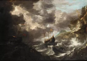 Shipping in a Tempest off a Rocky Coast painting by Bonaventura Peeters The Elder