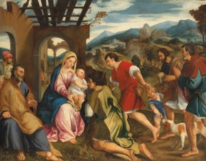 Adoration of the Shepherds by Bonifacio Veronese Oil Painting