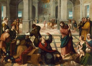 Christ Driving the Money Changers from the Temple by Bonifacio Veronese Oil Painting