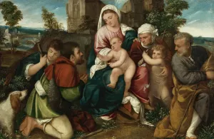 Holy Family With Saint Elizabeth, The Infant St. John, And Two Shepherds by Bonifacio Veronese Oil Painting