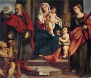 Madonna of the Tailors by Bonifacio Veronese - Oil Painting Reproduction