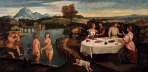 Outdoors Entertainment with Bathers by Bonifacio Veronese - Oil Painting Reproduction