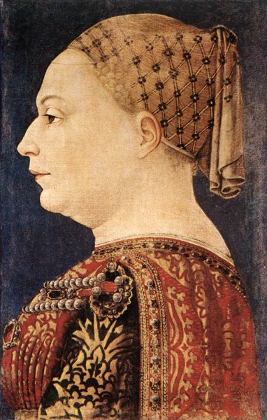 Portrait of Bianca Maria Sforza by Bonifazio Bembo - Hand-Painted Oil Painting Reproduction
