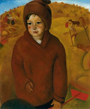 Boy At Harvest Time by Boris Grigoriev Oil Painting