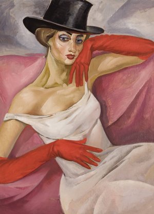 Lady in Top Hat by Boris Grigoriev Oil Painting