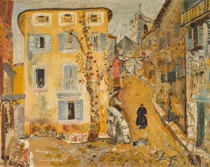 Street Scene in a Provincial Town by Boris Grigoriev Oil Painting