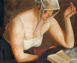Woman Reading by Boris Grigoriev Oil Painting