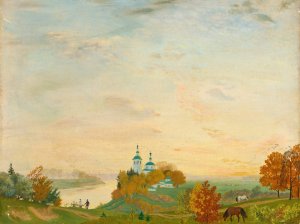 Above The River, Autumn by Boris Kustodiev Oil Painting