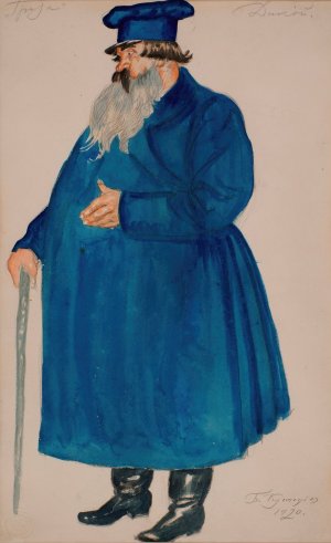 Costume Design for the Merchant Dikoy from Alexander Ostrovsky's Play 'The Storm' by Boris Kustodiev Oil Painting