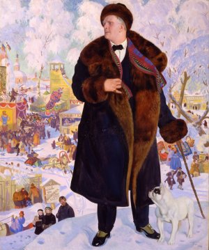 Portrait of Fyodor Chaliapin by Boris Kustodiev Oil Painting