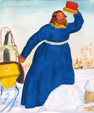 The Coachman by Boris Kustodiev Oil Painting