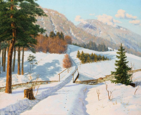 Main Product Photo of Winter In Dauphine Painting by Boris Vasilievich Bessonov