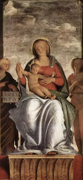 Madonna and Child with Two Angels painting by Bramantino