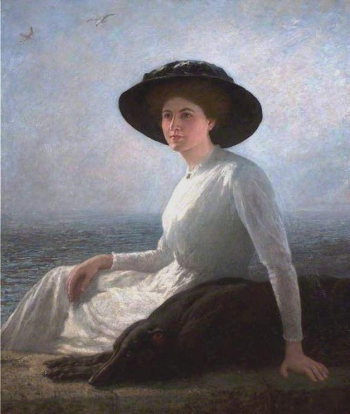 A Study in Black and White, Mrs Henrietta Riviere by Briton Riviere - Hand-Painted Oil Painting Reproduction
