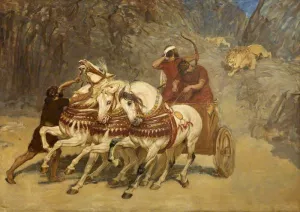 Assyrian Lion Hunt (unfinished) by Briton Riviere - Oil Painting Reproduction