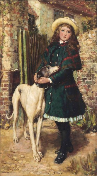 At the garden gate  by Briton Riviere - Hand-Painted Oil Painting Reproduction