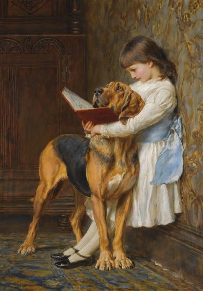 Compulsory Education  by Briton Riviere - Hand-Painted Oil Painting Reproduction