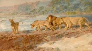 On the Bank of an African River painting by Briton Riviere