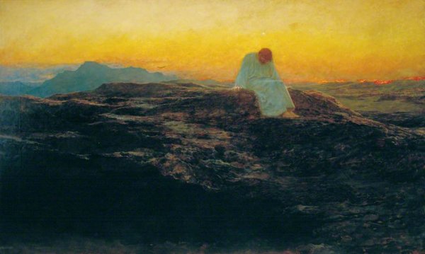 Main Product Photo of The Temptation in the Wilderness Painting by Briton Riviere