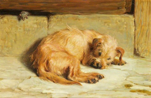 Main Product Photo of Watching Dog Painting by Briton Riviere