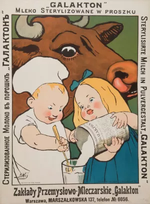 Galakton mleko sterylizowane w proszku. Oil painting by Bronislaw Wisniewski