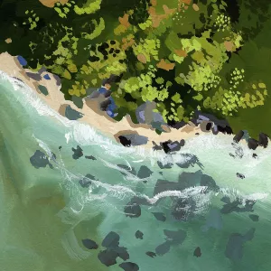 Aerial Rocky Coast by Brook Page Oil Painting
