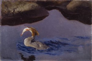 Female Merganser by Bruno Liljefors Oil Painting