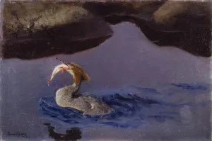 Female Merganser Oil painting by Bruno Liljefors