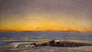 Morning Mood by the Sea by Bruno Liljefors Oil Painting