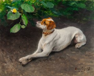 Portrait of a Dog by Bruno Liljefors Oil Painting