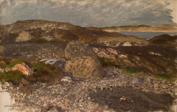 Rocky Ground  by Bruno Liljefors - Hand-Painted Oil Painting Reproduction