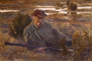 Self-portrait by Bruno Liljefors Oil Painting
