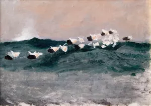 Sketch for Eider Ducks Flying in Formation by Bruno Liljefors Oil Painting