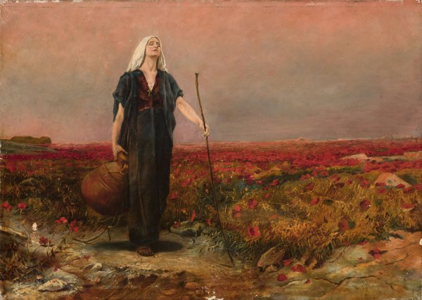 Blind woman in the field  by Bruno Piglhein - Hand-Painted Oil Painting Reproduction