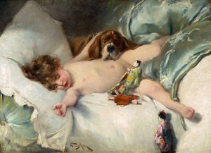 Christmas morning by Bruno Piglhein Oil Painting