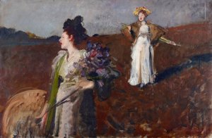 Outdoor play by Bruno Piglhein Oil Painting