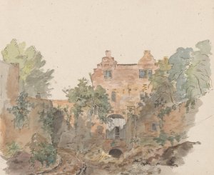 Oude huizen op een stadswal by Bruno Van Straaten Oil Painting