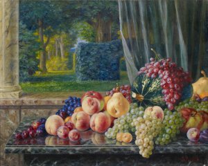 Still Life With Fruits by Burkhard Flury Oil Painting