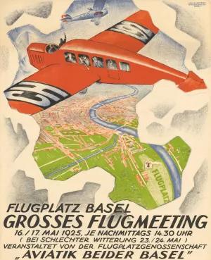 Flugplatz Basel - Grosses Flugmeeting by Burkhard Mangold Oil Painting