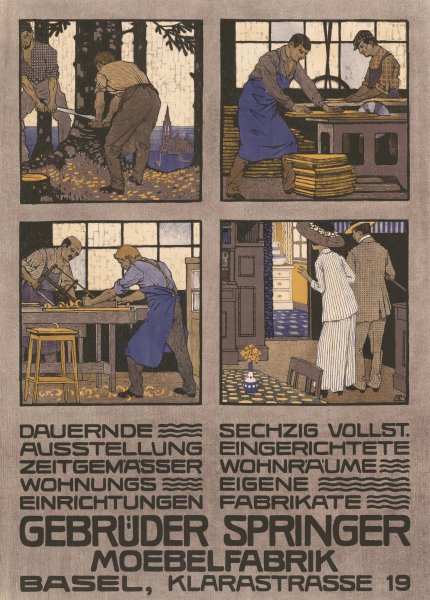 Gebruder Springer - Mobelfabrik - Basel, Klarastrasse 19  by Burkhard Mangold - Hand-Painted Oil Painting Reproduction