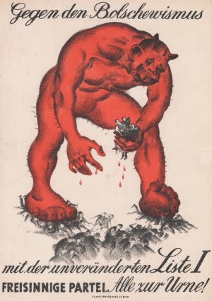 Gegen den Bolschewismus - mit der unveranderten Liste 1 - Freisinnige Partei - Alle zur Urne! by Burkhard Mangold Oil Painting