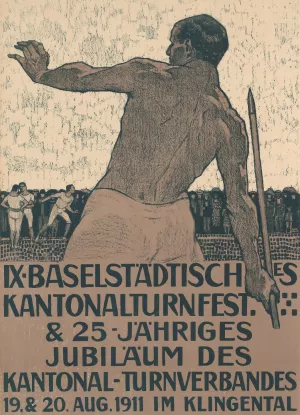 IX. Baselstadtisches Kantonalturnerfest and 25-jahriges Jubilaum des Kantonal-Turnverbandes Oil painting by Burkhard Mangold