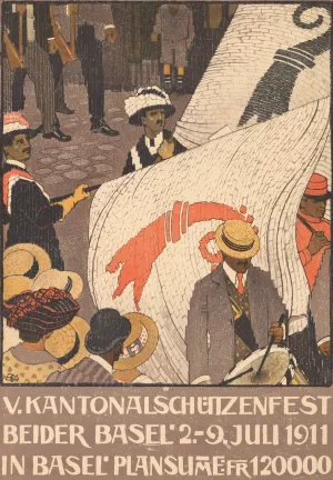 V. Kantonalschutzenfest beider Basel by Burkhard Mangold Oil Painting