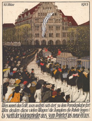 Was rennt das Volk, was walzt's sich dort zu dem Paradeplatze fort by Burkhard Mangold Oil Painting